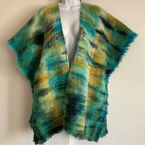 Dilemma New York Cotton Tie Dye Art To Wear Lagenlook Poncho Style Cardigan, OS